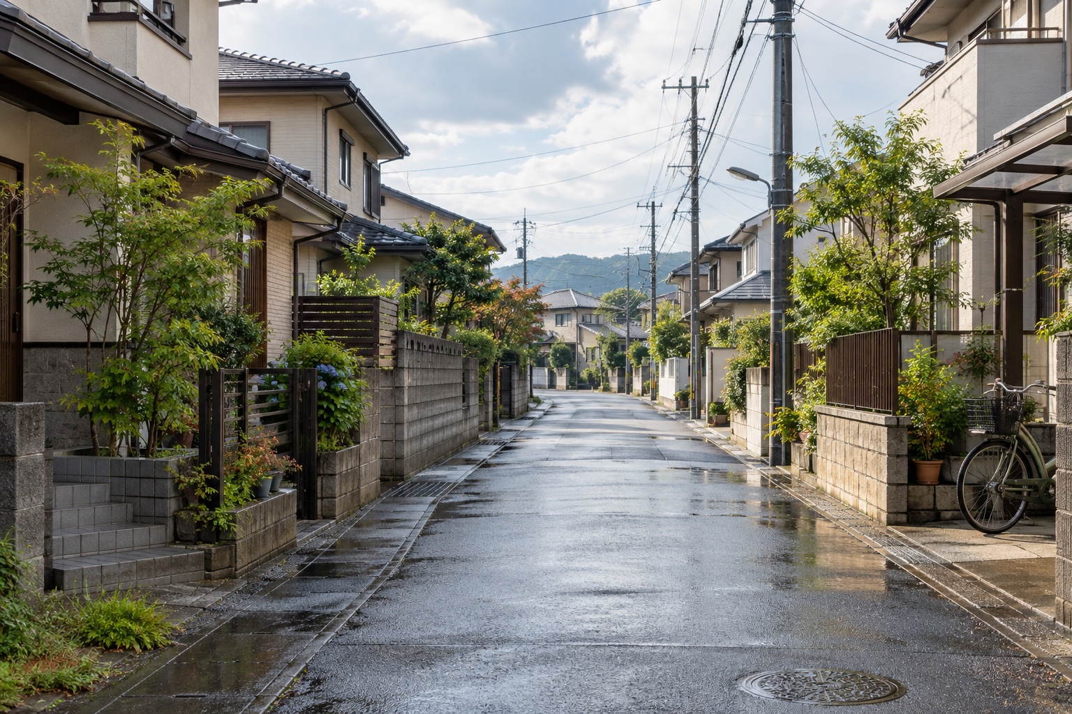 日本の住宅街の静かな路地のイメージ